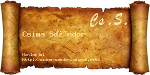 Csima Sándor névjegykártya